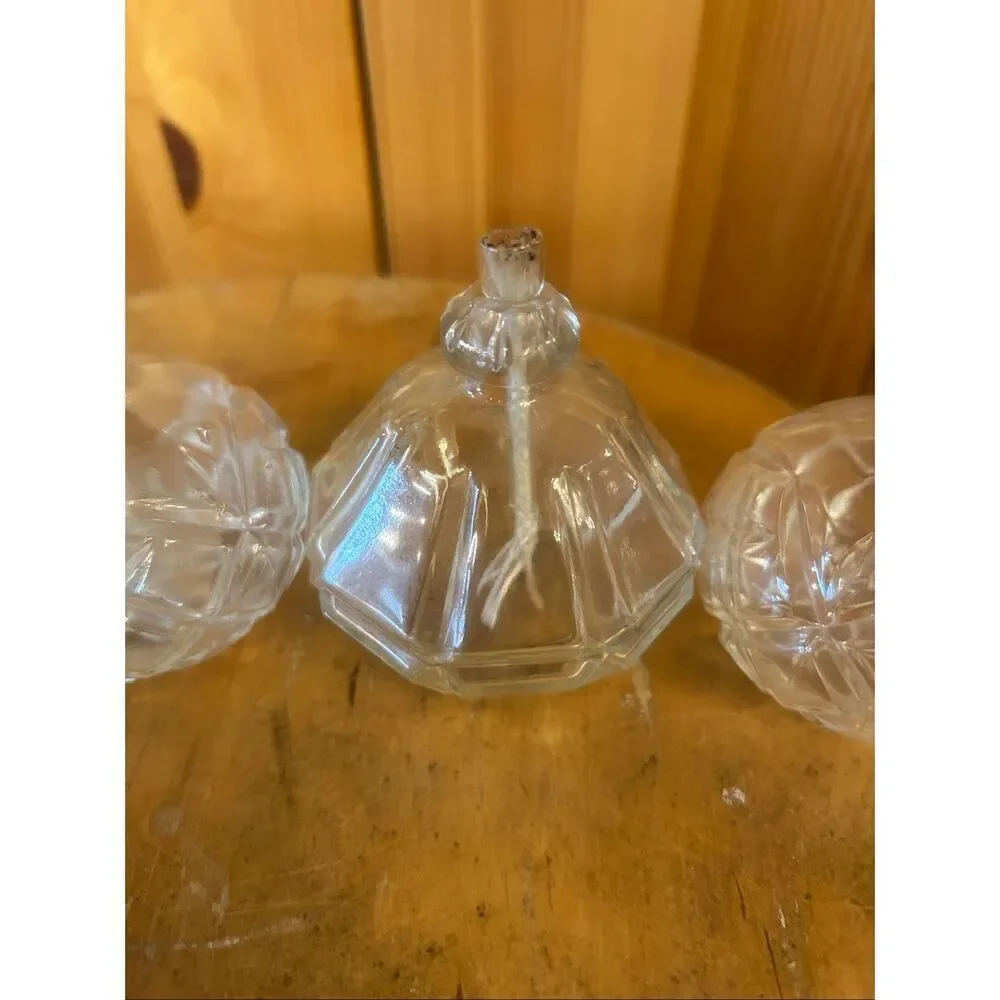 4 Vintage Glass Wick Oil Candles made in Austria (5710)
